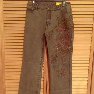 Boutique brand jeans with beaded leg detail